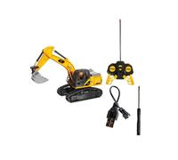 (Yellow)Remote Control Excavator with Sound and Light RC Excavator for Boy Toys Kids