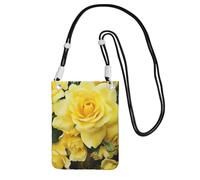 Yellow Rose Sac à bandoulière pour téléphone portable et homme - Mini sac à main imperméable pour téléphone portable avec sangle réglable - Pochette de voyage pour téléphone portable, noir, taille