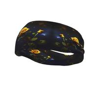 Yellow Roses Starry Night Basketball Fitness Bandeau élastique Unisexe Sport Running Cyclisme Yoga Bande absorbant la transpiration