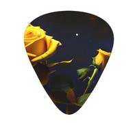 Yellow Roses Starry Night Médiators élégants et durables, trois types de médiators fins, moyens et lourds (12 pièces), adaptés pour guitare, basse, guitare électrique, ukulélé,