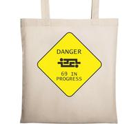 Yellow Sign Danger Progress Sac fourre-tout en coton écologique Beige 175,3 cm, beige, Taille unique