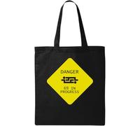 Yellow Sign Danger Progress Sac fourre-tout en coton écologique naturel Noir 175,3 cm, Noir , Taille unique
