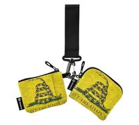 Yellow Snake Don't Tread on Me Flag Lot de 2 porte-monnaie pour femme avec dragonne et poche zippée pour homme, Drapeau serpent jaune Don't Tread On Me, 1 size, Art déco