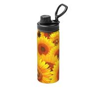 Yellow Sunflower 2 Bouilloire tendance, 532 ml, bouilloire de sport, bouilloire d'extérieur, bouilloire en acier inoxydable, bouilloire de protection de l'environnement.