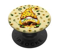 Yellow Sunflower GNOME for Garden Mom Cute Summer Pattern PopSockets PopGrip Adhésif