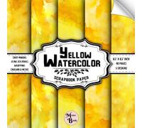 Yellow Watercolor Scrapbook Paper: Double Sided Sheets | for Card Making, Origami, Collage, and Various DIY Craft Projects | 8.5" x 8.5" (21.59 x 21.59 cm)