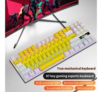 yellow-white Green Shaft SKYLION K87 Clavier Mécanique Filaire 20 Sortes de Jeu D'éclairage Coloré et Bureau Pour Microsoft Windows et Apple IOS Système ""Nipseyteko