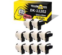 Yellow Yeti 10 rouleaux DK-11202 étiquettes 62 x 100mm compatibles pour Brother P-Touch QL-500 QL-570 QL-700 QL-710W QL-720NW QL-800 QL-810W QL-820NWB QL-1100 QL-1110NWB | 300 étiquettes/rouleau