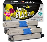 YELLOW YETI 2 Pack 44973536 Noir 2200 Pages Cartouches de Toner compatibles pour Oki C301 C301dn C321 C321dn MC332dn MC342dn MC342dnw MC342dw MC342w [Garantie de 3 Ans]