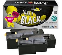 YELLOW YETI 2 Pack 593-11130 Noir 1250 Pages Cartouches de Toner compatibles pour Dell C1660W C1660DW C1660CN C1660CNW [Garantie de 3 Ans]