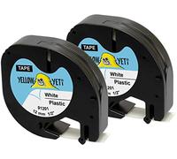 Yellow Yeti 2 Rubans Cassettes 91201 91221 S0721610 S0721660 noir sur blanc 12mm x 4m Étiquettes en Plastique compatibles pour Etiqueteuses DYMO LetraTag LT-100H LT-100T LT-110T QX50 XR XM 2000 Plus