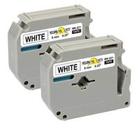 Yellow Yeti 2 Rubans Cassettes M K221 MK221 MK-221BZ noir sur blanc 9mm x 8m Étiquettes compatibles pour Etiqueteuses Brother P-Touch BB-4 PT-55 PT-65 PT-70 PT-80 PT-85 PT-90 PT-M95 PT-100 PT-110