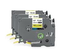 Yellow Yeti 3 Rubans Cassettes Laminé TZe-631 TZ-631 noir sur jaune 12mm x 8m Étiquettes compatibles pour Etiqueteuses P-Touch PT-1000 PT-H100 PT-D210VP PT-D400 PT-D600VP PT-P700 PT-P750W CUBE