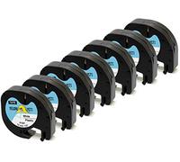 Yellow Yeti 7 Rubans Cassettes 91201 91221 S0721610 S0721660 noir sur blanc 12mm x 4m Étiquettes en Plastique compatibles pour Etiqueteuses DYMO LetraTag LT-100H LT-100T LT-110T QX50 XR XM 2000 Plus