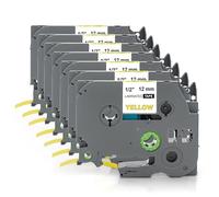Yellow Yeti 7 Rubans Cassettes Laminé TZe-631 TZ-631 noir sur jaune 12mm x 8m Étiquettes compatibles pour Etiqueteuses P-Touch PT-1000 PT-H100 PT-D210VP PT-D400 PT-D600VP PT-P700 PT-P750W CUBE