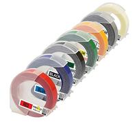 Yellow Yeti 7 Rubans Cassettes S0898150 S0898140 S0898130 S0898160 Blanc sur Rouge Bleu Noir Vert Jaune Transparent Argent 9mm x 3m Étiquettes compatibles pour Etiqueteuses DYMO Junior S0717900 Omega