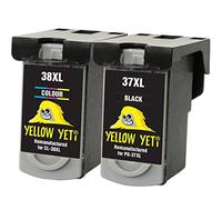 YELLOW YETI PG-37 CL-38 Cartouches d'encre Noir/Couleur Remanufacturées pour Canon Pixma MP210 MP220 MX310 MX300 MP140 MP190 MP470 iP1800 iP2600 iP2500 iP1900 [Garantie de 3 Ans]