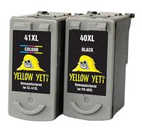 YELLOW YETI PG-40 CL-41 Cartouches d'encre Noir/Couleur Remanufacturées pour Canon Pixma iP2600 MP140 MP460 iP1800 iP1900 iP2500 MP190 MP210 MP220 MP170 MP180 MP160 MP450 MP470 MP150 MX310 iP1600