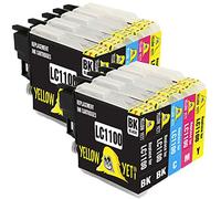 YELLOW YETI Remplacement pour Brother LC1100 10 Cartouches d'encre compatibles pour Brother DCP-145C 165C 195C 197C 375CW 385C 395CN 585CW 6690CW MFC-250C 290C 490CW 5490CN 5890CN 5895CW 6490CW 990CW