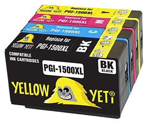 YELLOW YETI Remplacement pour Canon PGI-1500XL PGI-1500 XL Cartouches d'encre compatibles pour Canon MAXIFY MB2050 MB2350 MB2750 MB2150 MB2155 MB2755 (1 Noir + 1 Cyan + 1 Magenta + 1 Jaune)
