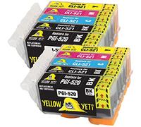 YELLOW YETI Remplacement pour Canon PGI-520 CLI-521 | 10 Cartouches d'encre compatibles pour Canon Pixma MP560 MP640 MP630 MP620 iP4600 iP4700 iP3600 MP540 MP990 MP980 MP550 MX870 MX860