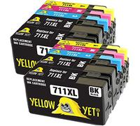 YELLOW YETI Remplacement pour HP 711 711XL Cartouches d'encre compatibles pour HP DesignJet T120 T520 (4 Noir + 2 Cyan + 2 Magenta + 2 Jaune)