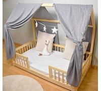 YellowNest Toile de Lit Cabane (2 Pièces) - Ciels de Lit Cabane 80x160-90x190-140x200 cm - 100% Coton Mousseline - sans Guirlande (Gris, 130 x 320 cm (Set de 2))