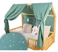 YellowNest Toile de Lit Cabane (2 Pièces) - Ciels de Lit Cabane 80x160-90x190-140x200 cm - 100% Coton Mousseline - sans Guirlande (Eucalyptus, 130 x 320 cm (Set de 2))