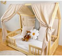 YellowNest Toile de Lit Cabane (2 Pièces) - Ciels de Lit Cabane 80x160-90x190-140x200 cm - 100% Coton Mousseline - sans Guirlande (Beige, 130 x 320 cm (Set de 2))