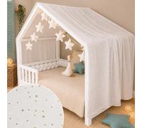 YellowNest Toile de Lit Cabane - Ciel de Lit Cabane 90x190 ou 90x200 cm - 100% Mousseline de Coton - sans Guirlande (Blanc, 130 x 400 cm)