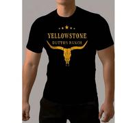 Yellowstone Dutton Ranch Graphic Tee - Casual Crew Neck Polyester T-Shirt for Men - Regular Fit, All-Over Print, Slight Stretch, Summer Knit Fabric Top KOMFORT & SICHERHEIT - Das Kinder-T-Shirt aus 10