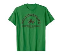 Yellowstone Dutton Ranch Montana Distressed Horse Riding T-Shirt, Homme, Vert Kelly, XL