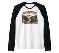 Yellowstone National Park Do Not Pet The Fluffy Cows Vintage Manche Raglan