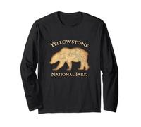 Yellowstone National Park Grizzly Bear Carte aérienne Vintage Manche Longue