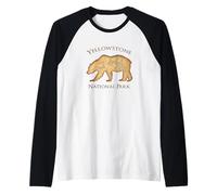 Yellowstone National Park Grizzly Bear Carte aérienne Vintage Manche Raglan