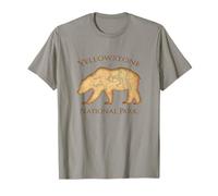 Yellowstone National Park Grizzly Bear Carte aérienne Vintage T-Shirt