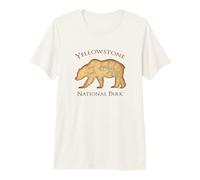 Yellowstone National Park Grizzly Bear Carte aérienne Vintage T-Shirt Haut de Gamme