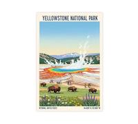 Yellowstone National Park, Wyoming Poster de voyage - USA American Vintage Art Print - Impression sur toile murale - 40 x 60 cm
