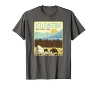 Yellowstone National Park Yellowstone Lake & Bears Vintage T-Shirt