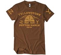 Yellowstone Officiellement sous Licence Barn Hommes T-Shirt (Marron), Grand