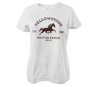 Yellowstone Officiellement sous Licence Dutton Ranch - Montana Femme T-Shirt (Blanc), Petit