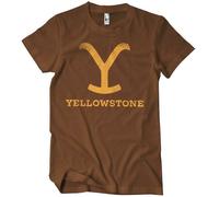 Yellowstone Officiellement sous Licence Hommes T-Shirt (Marron), Grand