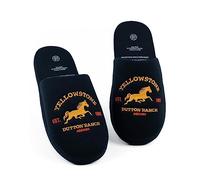Yellowstone Pantoufles pour hommes | Adultes Dutton Ranch emblème chaussures en bleu marine | Émission de télévision confortable Loungewear marchandise