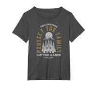 Yellowstone Protect The Family - Licence Officielle T-Shirt, Femme Grandes Tailles, Chiné Foncé, 5X