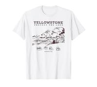 Yellowstone Protect The Land Line Art Distressed Style T-Shirt