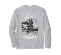 Yellowstone Ride for The Brand Distressed Cowboy Portrait Manche Longue