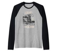 Yellowstone Ride for The Brand Distressed Cowboy Portrait Manche Raglan