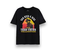 Yellowstone T-shirt pour homme | You Need A Ride to The Train Station ? T-shirt graphique à manches courtes en noir | Haut de cowboy John Dutton Ranch pour adultes, Besoin d'un tour, 3XL