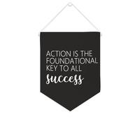 Yelolyio Action Is The Foundational Key to All Success Bannière en toile 25,4 x 30,5 cm à suspendre au mur de motivation Décoration murale pour chambre à coucher, chambre d'enfant, décoration