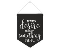 Yelolyio Always Desire to Learn Something Useful Bannière en toile 25,4 x 30,5 cm à suspendre au mur - Décoration murale pour chambre à coucher, chambre d'enfant, décoration d'intérieur